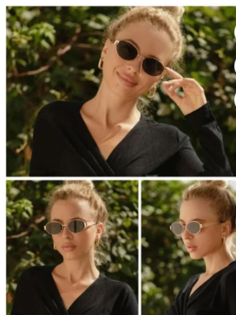 SOJOS Retro Oval Sunglasses for Women - Gold Frame UV 400
